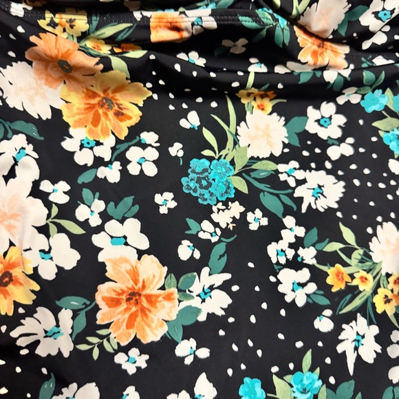 torrid Black Floral One-Piece Swimsuit with Yellow & Teal Blooms - Picture 5 of 11